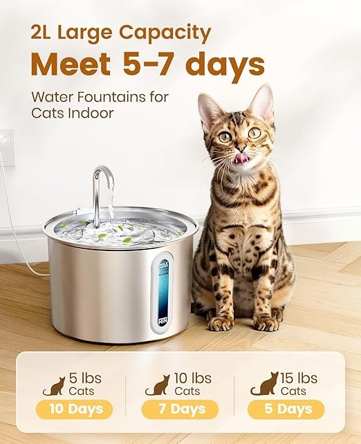 Oneisall Steel Cat Water Fountain 2L stainless steel automatic for cats in UAE